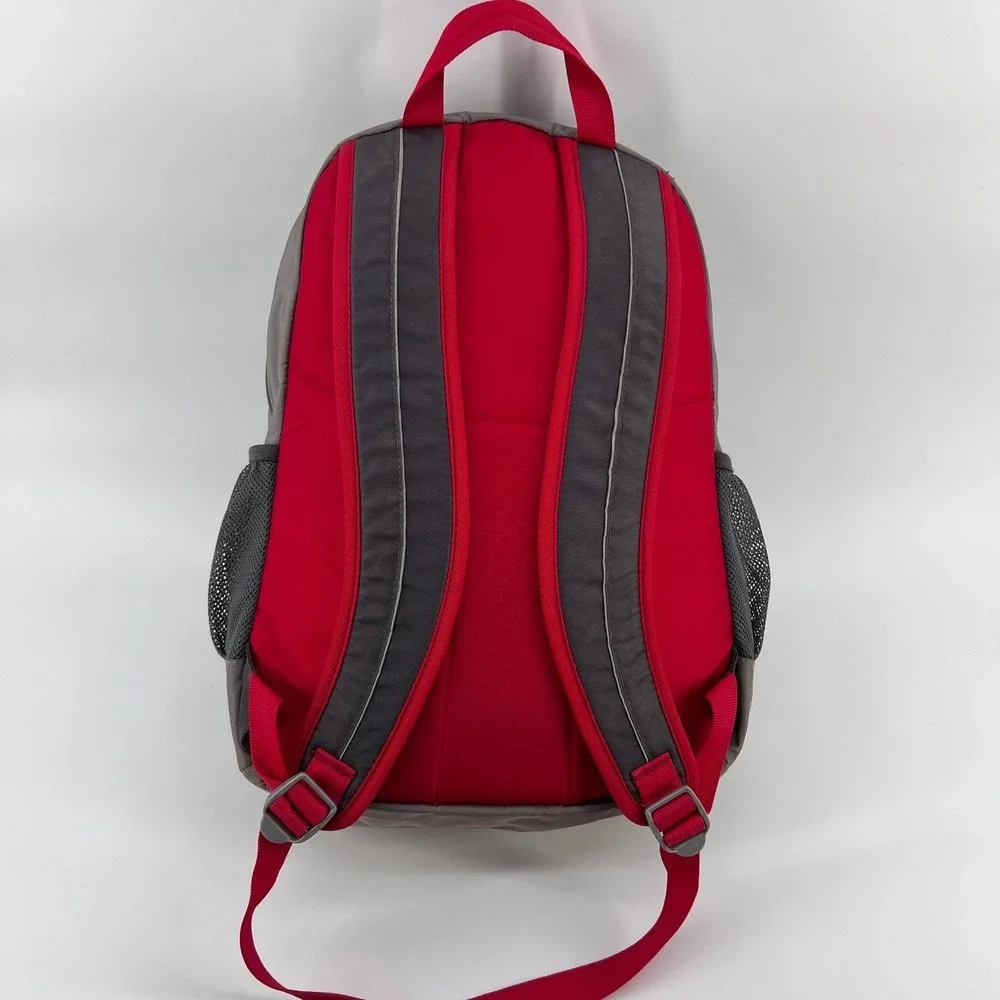 LL‎ Bean Backpack Gray Red Nylon Mesh Outdoor School Travel Bag